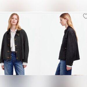 Madewell x Alpha Industries $265 Waxed Cotton Car Coat Black Size S NS730